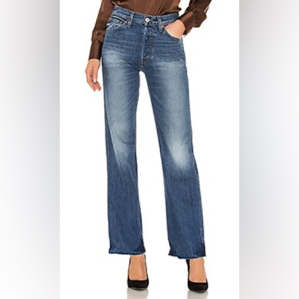 NWT Re/Done High Rise Loose Straight Jeans Medium Heritage Blue Size 27